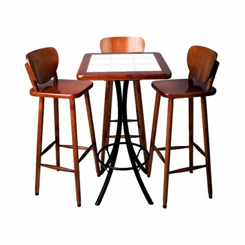 Conjunto Bistrô 3 Lugares Azulejo Branco - Imbuia