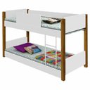 Ver imagem 3 de Beliche Infantil Monte Nobre com Escada e Grade MDF Branco e Mel Divaloto Móveis