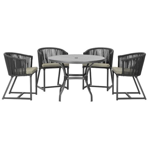 Mesa com 4 Cadeiras e Noronha Estofado 8 Trama Original Preto