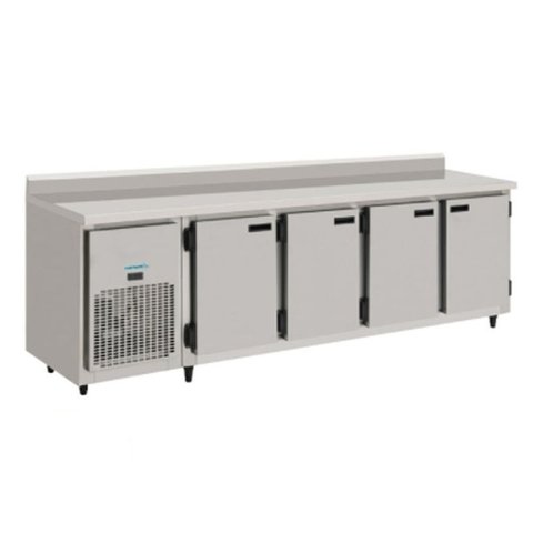 Balcão Refrigerado Encosto 4 Portas 2,5 Mts Total Inox Esquerda 860kbsc250dii Kofisa