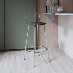 Banqueta 85cm Multimóveis CR20069 Preta/Cromada - 1