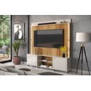 Ver imagem 1 de Estante com Rodízios Home para Sala Tv até 65 Polegadas Florença Lukaliam:off White Perolizado/freij