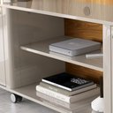 Ver imagem 4 de Estante com Rodízios Home para Sala Tv até 65 Polegadas Florença Lukaliam:off White Perolizado/freij