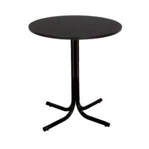 Mesa de Jantar Redonda 80cm Preta Tampo Madeira Preto