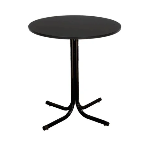 Mesa de Jantar Redonda 80cm Preta Tampo Madeira Preto