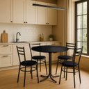 Ver imagem 3 de Mesa de Jantar Redonda 80cm Preta Tampo Madeira Preto