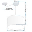 Ver imagem 2 de Lustre Pendente Cilíndrico Com Desvio de Centro Vivare Md-4163 Cúpula em Tecido 40x25cm - Bivolt - C