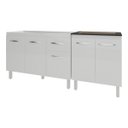 Ver imagem 1 de Armário Cozinha Gabinete Pia de 120 Cm Aline e Balcão Fran para Cooktop 5 Bocas Branco