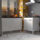 Ver imagem 2 de Armário Cozinha Gabinete Pia de 120 Cm Aline e Balcão Fran para Cooktop 5 Bocas Branco