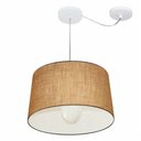 Ver imagem 1 de Lustre Pendente Cone Com Desvio de Centro Vivare Md-4275 Cúpula em Tecido 40x45cm - Bivolt - Palha -