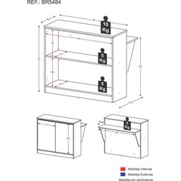 Bancada Balcão/Mesa Cozinha Bélgica Multimóveis BR5484 Preto - 4