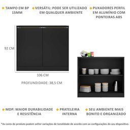 Bancada Balcão/Mesa Cozinha Bélgica Multimóveis BR5484 Preto - 3