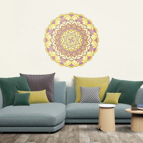 Adesivo de Parede New Mandala 16 Arte Destaque 0,90 X 0,90 Metros