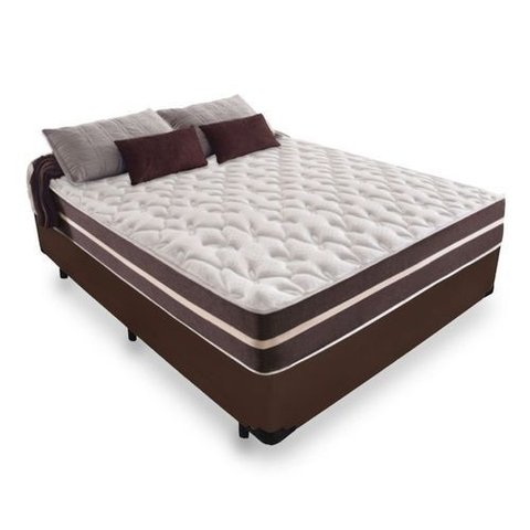 Cama Box Casal 138 Marrom com Colchão Little Angel Mola Superlastic