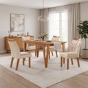 Ver imagem 1 de Conjunto Sala de Jantar Mesa Elos 1,35x0,90 Tampo Amadeirado 4 Cadeiras Veneza New Cinamomo Yescasa