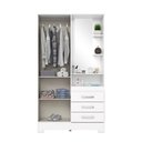 Ver imagem 3 de Guarda Roupa Roupeiro Solteiro Pequin B64 Briz 2 Portas 3 Gavetas com Espelho Branco Henn