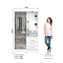 Ver imagem 2 de Guarda Roupa Roupeiro Solteiro Pequin B64 Briz 2 Portas 3 Gavetas com Espelho Branco Henn