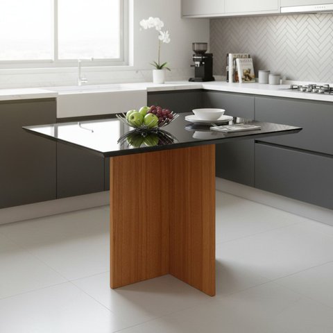 Mesa de Jantar Retangular com Vidro 6 Lugares 160cm sem Cadeiras Helô Poliman Móveis