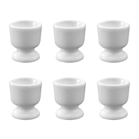 Kit com 6 Porta Ovo de Porcelana Branca