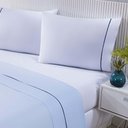 Ver imagem 5 de Jogo de Cama 100% Algodão Percal 150 Fios Solteiro Gran Moratta 3 Peças - Branco e Azul