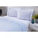 Ver imagem 4 de Jogo de Cama 100% Algodão Percal 150 Fios Solteiro Gran Moratta 3 Peças - Branco e Azul