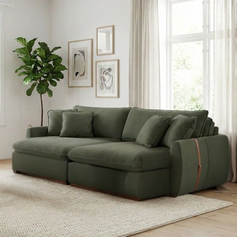 Sofá Cama 2 Lugares Retrátil Reclinável 190cm Linho com Molas Ensacadas Apolo Yescasa