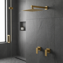 Ver imagem 2 de Kit Ducha Quadrada 20x20 Slim + 2 Acabamentos para Registro Base Deca Alavanca de 1/2 ou 3/4 Dourado