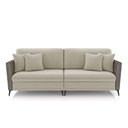 Ver imagem 2 de Sofá Living Decorativo Zagreb 3 Lugares 242cm com Almofadas Pés de Ferro Veludo/PU Bege/Cinza G33 - 