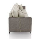 Ver imagem 6 de Sofá Living Decorativo Zagreb 3 Lugares 242cm com Almofadas Pés de Ferro Veludo/PU Bege/Cinza G33 - 