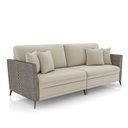 Ver imagem 5 de Sofá Living Decorativo Zagreb 3 Lugares 242cm com Almofadas Pés de Ferro Veludo/PU Bege/Cinza G33 - 