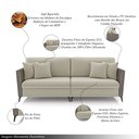 Ver imagem 3 de Sofá Living Decorativo Zagreb 3 Lugares 242cm com Almofadas Pés de Ferro Veludo/PU Bege/Cinza G33 - 