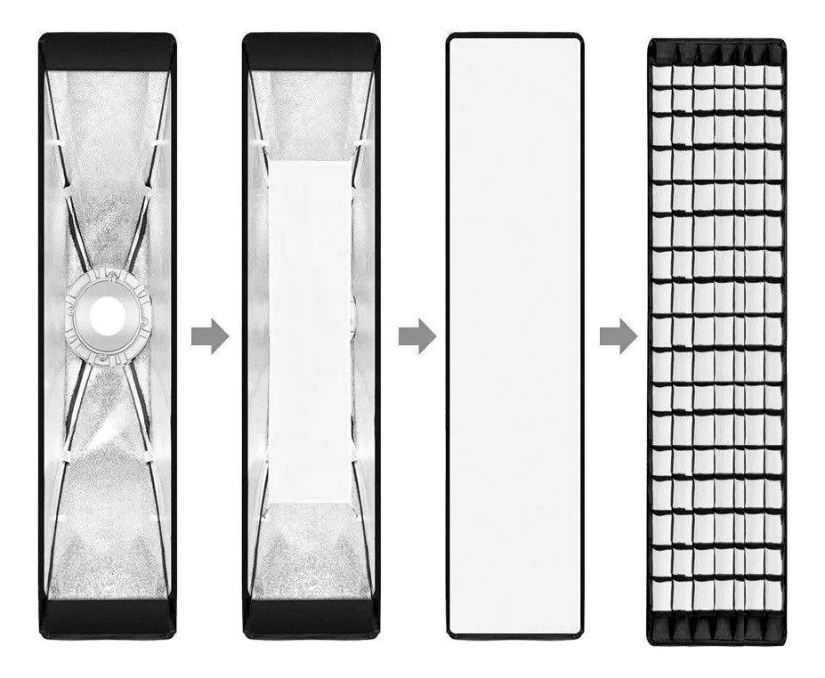 Softbox Strip Light 30x120cm Encaixe Bowens com Grid Greika - 7