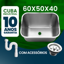 Ver imagem 2 de Cuba Pia Inox Industrial Lavanderia Aço 304 60x50x40 As