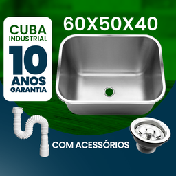 Cuba Pia Inox Industrial Lavanderia Aço 304 60x50x40 As - 2