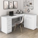 Ver imagem 1 de Escrivaninha Mesa Escritório em L 3 Gavetas 2 Portas