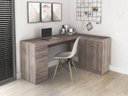 Ver imagem 4 de Escrivaninha Mesa para Escritório em L com 2 Portas e 3 Gavetas 156cm Rústico/Marrom