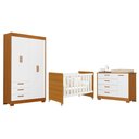 Ver imagem 1 de Dormitório Infantil Zaki Guarda Roupa, Cômoda e Berço Evolution Branco Fosco/savana - Reller Mó