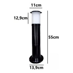 Poste Balizador Luminária Casa Sítio Jardim 50cm Preto Kit 2 - 3