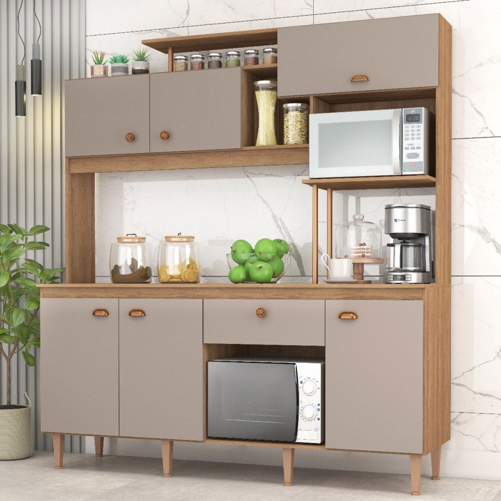 Cozinha Compacta Iata 6 Portas 1 Gaveta Mel/fendi - Fellicci