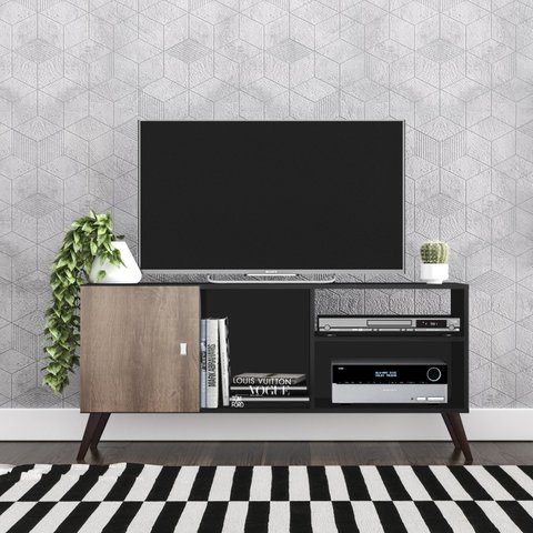 Rack para TV até 50 Polegadas 1 Porta 3 Nichos Retrô RT3014 