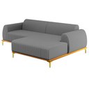 Ver imagem 1 de Sofá 2,45M 4 Lugares com Chaise Direito Pés Gold Molino C-416 Linho Cinza Escuro