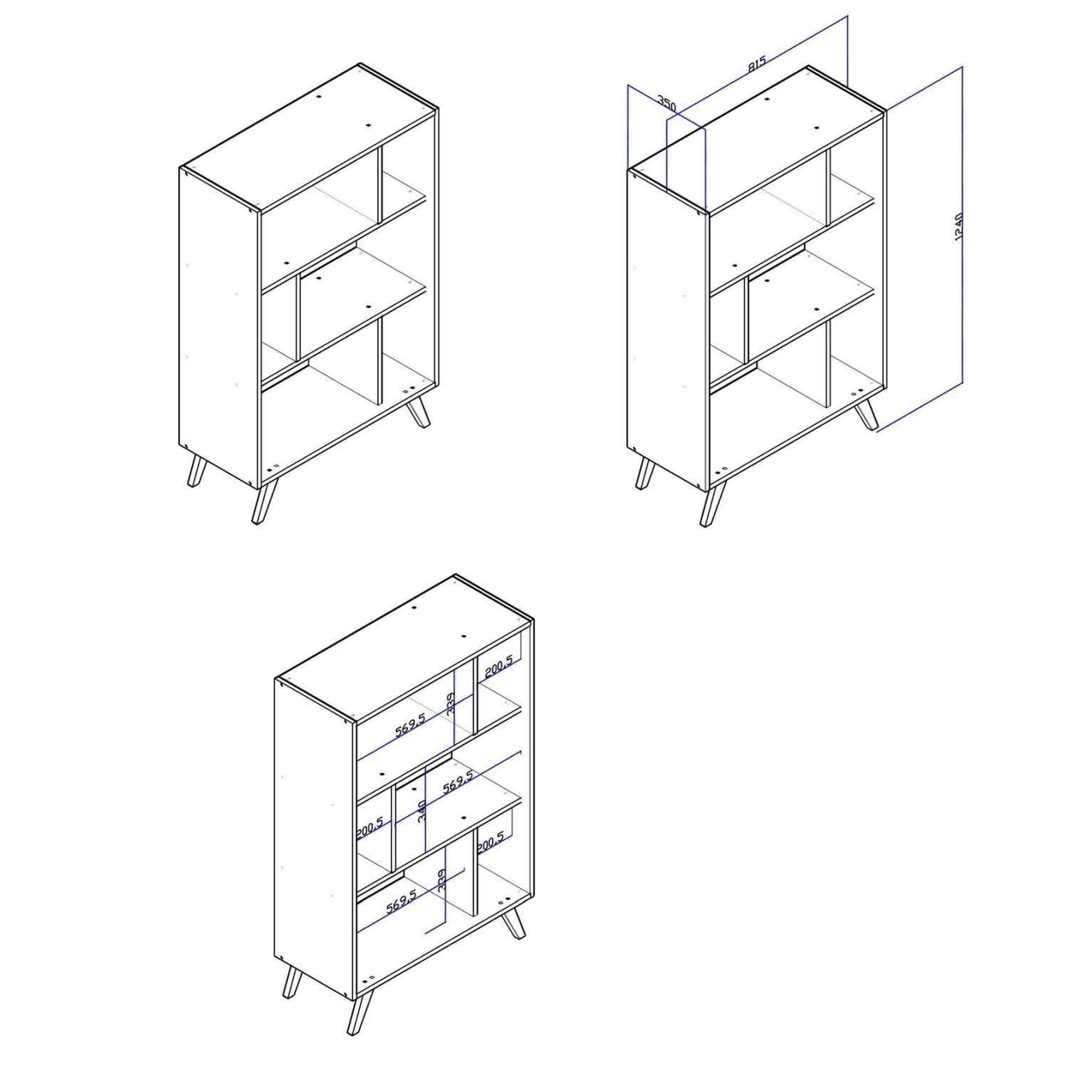 Estante para Livros com Nichos Retrô RT 3015  - 3