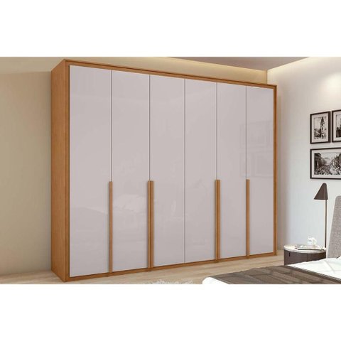 Guarda Roupa Casal 6 Portas e 6 Gavetas Imperatore Amêndoa/off White - Lopas