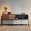 Ver imagem 1 de Buffet Aparador Industrial Retrô 2 Portas de Correr Madeira/Aço 188cm York