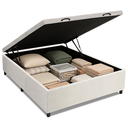 Ver imagem 1 de Cama Box Baú Base Casal para Colchão de 1,38m Linho Branco Prince