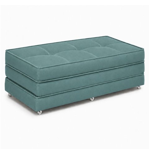 Puff Cama Dobravel 130cm Casal com Rodízios: Suede Verde Petróleo