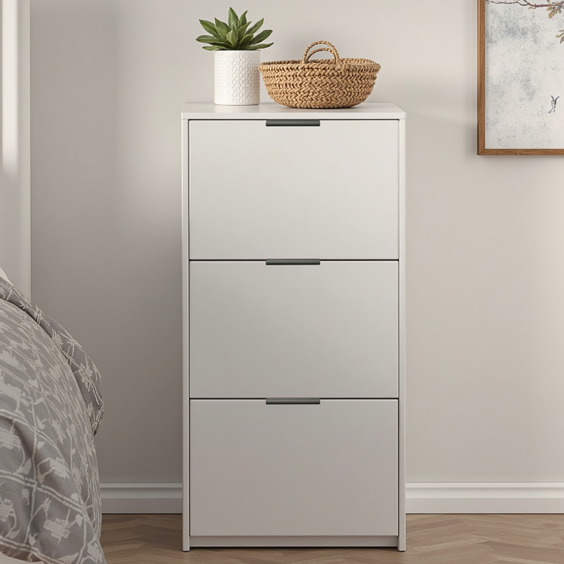 Sapateira Aparador Branca Madeira Multiuso para Calçados 6 Pares Hall de Entrada Suporte Decorativo - 5