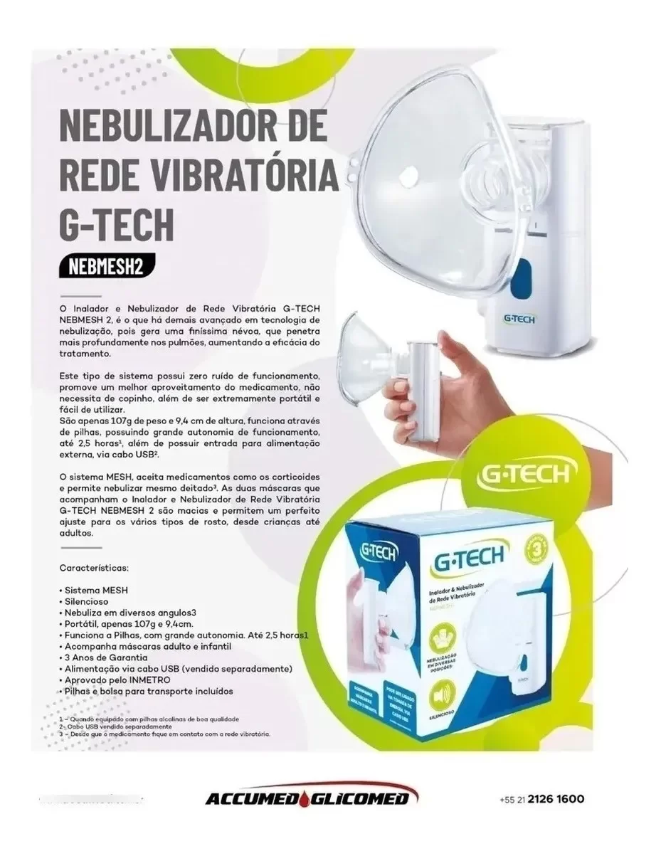 Nebulizador Inalador Sem Fio G-tech Nebmesh2 Adulto/infantil - 4