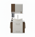 Ver imagem 1 de Kit Gabinete Cuba e Espelheira 60cm para Banheiro Moderno:branco/rustico