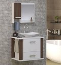 Ver imagem 2 de Kit Gabinete Cuba e Espelheira 60cm para Banheiro Moderno:branco/rustico